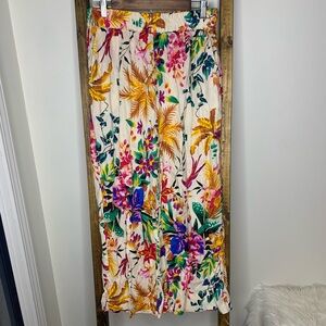 Rachel Roy Tropical Print Wide Leg Pants